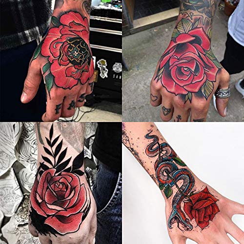 OOTTOTI 9 listova vodootporne ručne stražnje naljepnice za privremene tetovaže, Halloween Red Rose