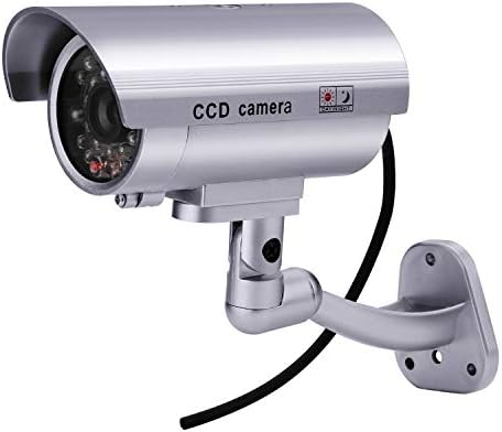 Dummy Sigurnosna kamera, fisnate 4 pakovanja lažni nadzor Sigurnost CCTV kamera sa LED crvenim treptajućim svjetlom za unutarnju i vanjsku upotrebu + naljepnice za upozoravanje na sigurnosnim kamerama × 4