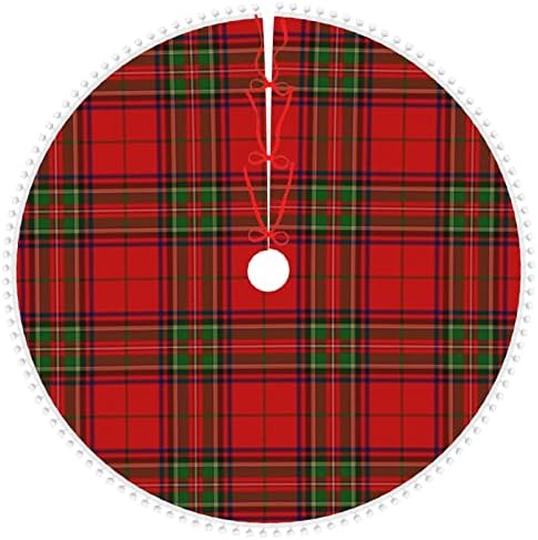 Suknja za božićnu drvvu s pom trim-škotskim-škotskim uzorkama Božićni ukrasi za božić 48