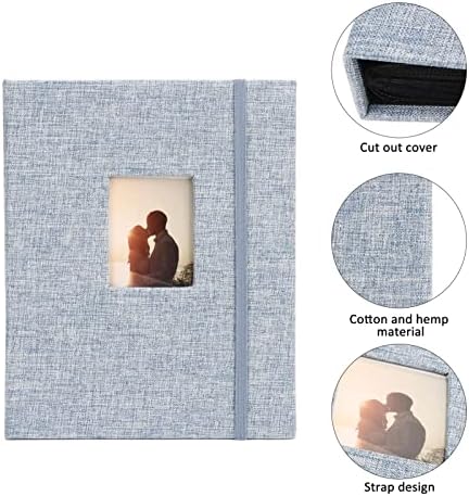 3-inčni mini album fotografija, mala slika s džepovima drži 208 fotografija, pamučni i posteljina ukrasni album