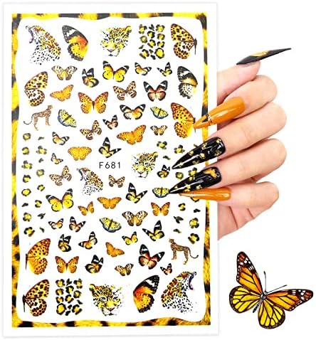 Ambesi leptir naljepnice za umjetnost noktiju 10 listova, 3D samoljepljive naljepnice za nokte DIY šareni