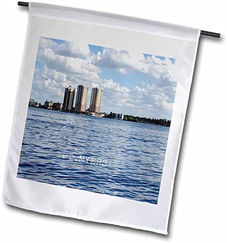 3drose slika Ft Myers Skyline sa rijeke Caloosahatchee-zastave