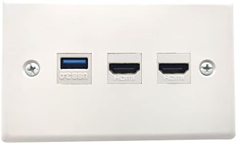 HDMI USB3.0 Zidna ploča, Halokny 3port Outlet Wall Plate, 2 x HDMI Keystone Jack + 1XUSB 3.0, za zidnu
