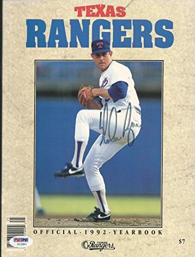 Nolan Ryan potpisao 1992 Rangers Yearbook Magazine PSA / DNK COA Bejzbol autogram-MLB magazini sa autogramom
