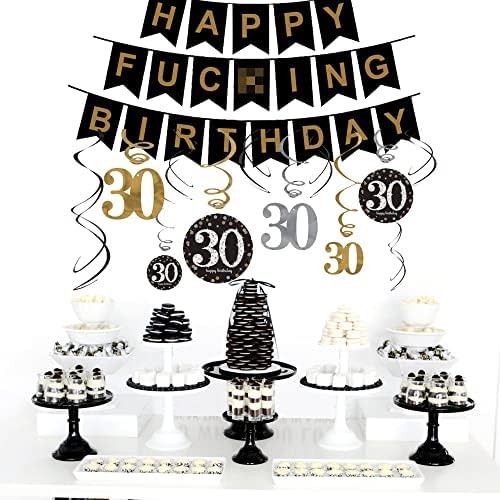 Ukrasi za 30. rođendan pokloni za njega-prljavi 30 potrepština za rođendanske zabave - Hretan Rođendan Banner