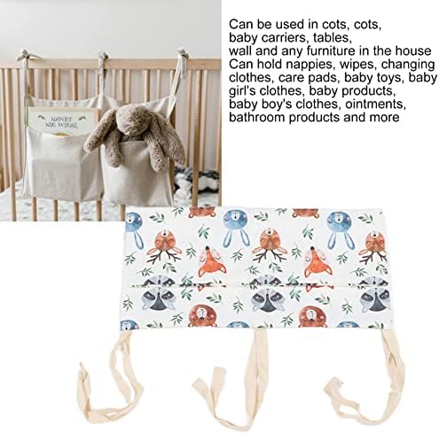 Walfront viseći krevetić, kesica za pohranu pelena za ispis pamučni bebi krevet za pohranu viseće vrećice pelena sa dva džepa