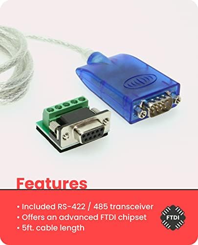 Gearmo Pro 5ft. USB do RS-485/422 Serijski adapter FTDI Chip - Windows 11 podržan