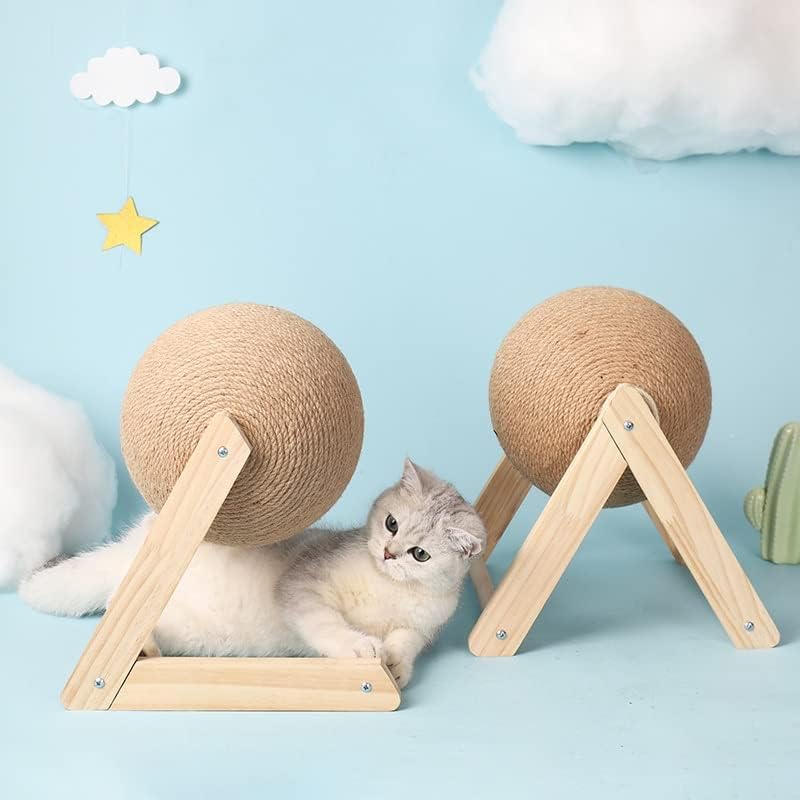 ZSEDP mačka grebanje loptu Drvo Stand namještaj za kućne ljubimce Sisal uže Lopta igračka mače penjanje grebalica