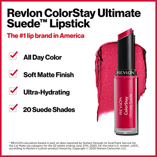 Revlon ColorStay Ultimate Suede ruž za usne, Longwear meka, Ultra hidratizirajuća boja za usne visokog