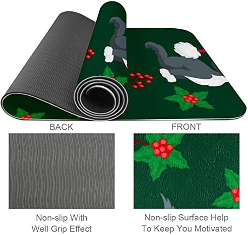 Siebzeh Božić mačka sa šeširom Premium debeli Yoga Mat Eco Friendly gumene zdravlje & amp; fitnes non Slip