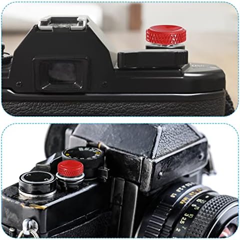 Patikil Cameru tipka za zatvaranje, 2 pakovanje mekanog gumba za otpuštanje zatvarača čista bakrena kamera gumb KNURLED pogodna za DSLR / SLR kameru, crna