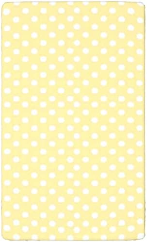 Polka tačkica na tematm krevetić, standardni madrac sa krevetom ugrađen meko i rastezljive opremljeni krevetić za dječji list za dječake, 28 x52, žuta bijela