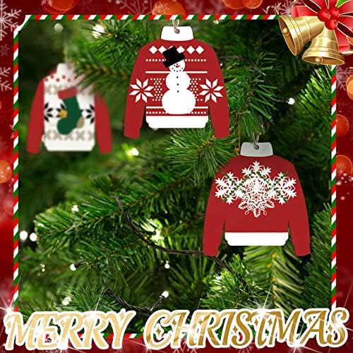 20 komada ružan džemper ukrasi drveni Božić džemper ukrasi sa Lanyard Božić džemper ukrasi za Božić
