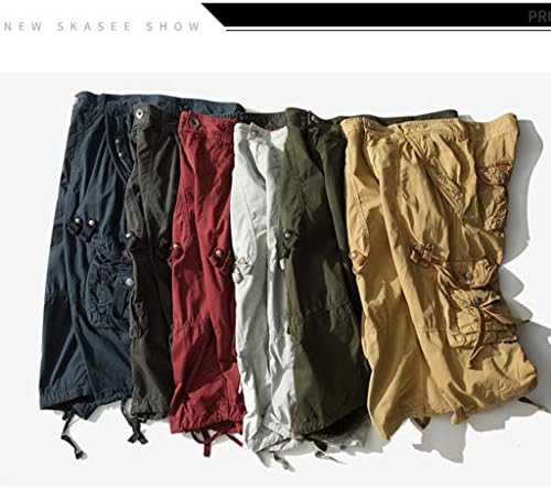 Aoyog muške kratke hlače 3/4 opušteno uklapanje ispod koljena Capri Cargo Hlače pamuk