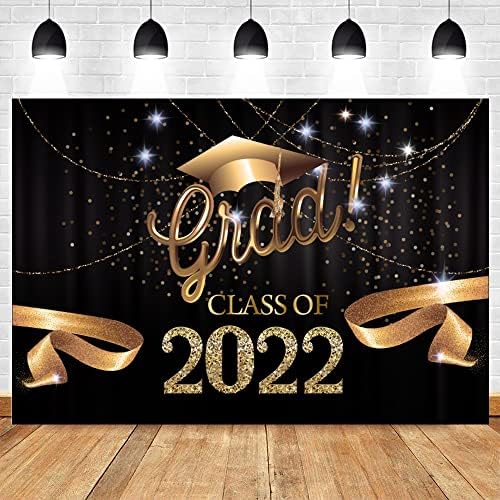 Diplomska strana Bangdrop klasa 2022. crna i zlatna blista Bokeh spotove Fotografija Pozadina Čestitamo GRAD Banner Decor