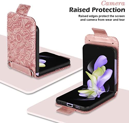 Bizzib za Samsung Galaxy Z Flip 4 novčanik slučaj, reljefni Mandala cvjetni koža Folio Flip ručni