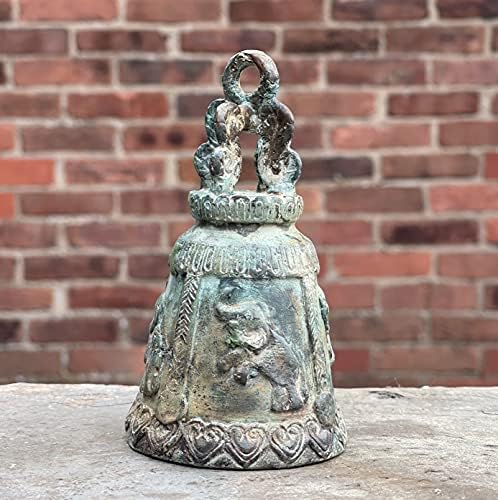 Zemlja jednostavnog blaga ručno rađeni tajlandski hram zvono-mesing Lucky Elephant zvono-viseće budističko zvono sa Tajlanda-autentična livena Bronza 5 inča
