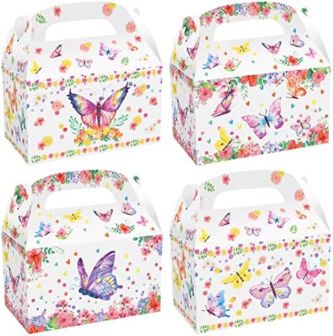 Cieovo 24 pakovanje akvarel šarene leptir Goodie Poklon kutije, baterijske papirne kutije za poklon kutije za proljeće ljetno leptir tema djeca za rođendanski vjenčani baby tuš zabava ukras