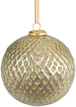 Zodax 6 staklo za košnicu, Set od 2 ukrasa za božićnu loptu, srebro sa zlatnim specifikacijama