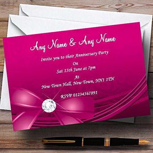 Ružičasti luk i dijamantska godišnjica vjenčanja Personalizirane pozivnice