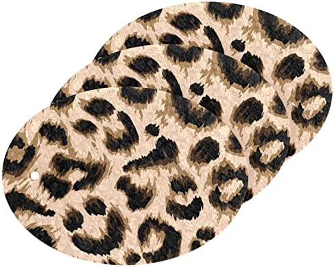 Kigai Brown Sexy Leopard nekrbavi piling spužva, dvostruko obostrano piling spužva za pranje posuđa i čišćenje kuhinje, 3 pakovanja