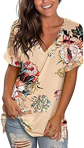 Ženska gornja majica Ljetna casual labav top bluza V-izrezani klicanje s kratkim rukavima, vanjska nožna