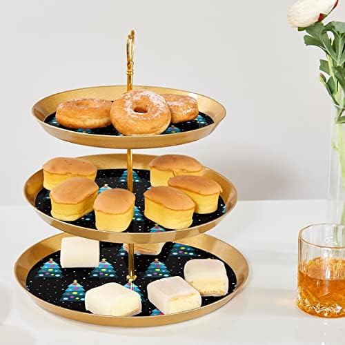 Lyetny 3-rainte desertna torta Zlatna Cupcake Količar za pecivo za čaj za čaj, vjenčanje i rođendan, šarene