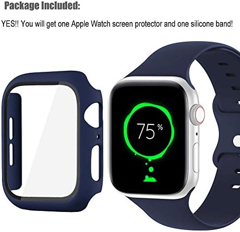 VoptetEep CASS [opsek uključen] Kompatibilan je za Apple Watch Series 6 / SE / 5/4 Izdržljivi mekani silikonski remen s tankom zamjenom punog pokrivača Matte Hard Case za iWatch