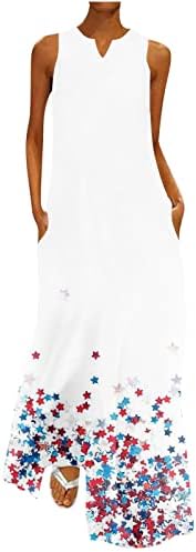Géneric Ženska ljetna haljina 2023 Dan neovisnosti Modni V-izrez Noćni partni zatočenje džepom