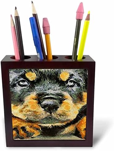 3drose Artistic Rottweiler Puppy Portrait Vector Art-držači olovki za pločice