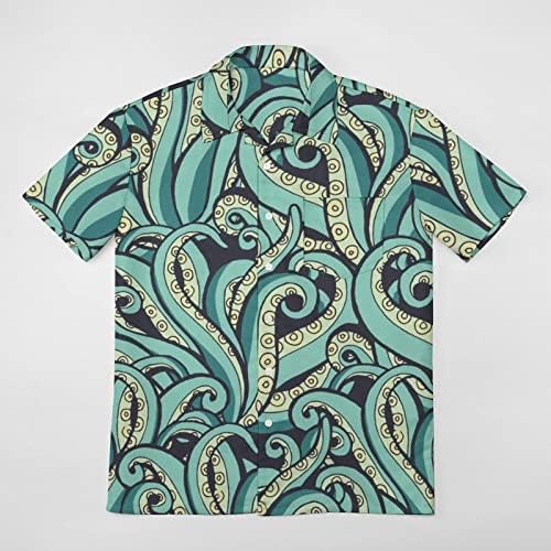 Pipci hobotnice Muška havajska košulja kratki rukav džep Slim-Fit dugme dolje vrh Funny