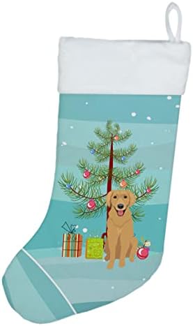 CAROLINE'S WDK3069CS Golden Retriever Gold 2 Božićne božićne čarape, kamin Viseće čarape Božićna sezona