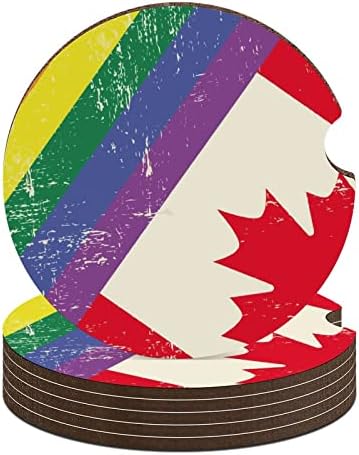 Grunge Gay LGBT zastava sa kanadskom zastavom okrugli podmetači za automobile slatki držači čaša 2.56 inča za upijajući piće