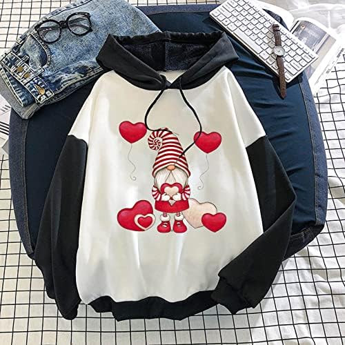 Ženska Moda slatka dukserica Patuljci crtani uzorak Love Heart Print Hoodies prevelike široke majice s kapuljačom od pulovera