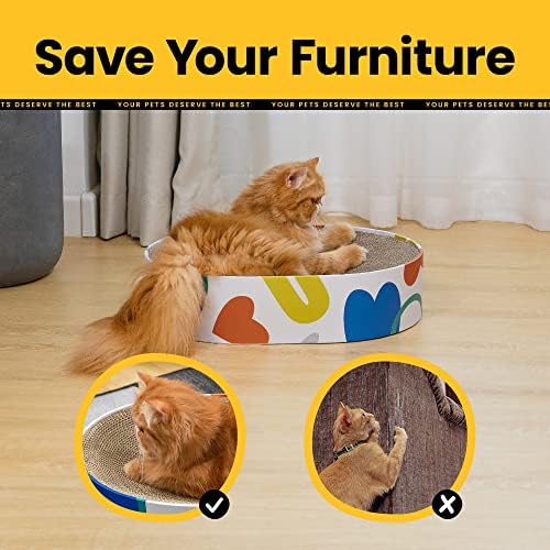 Conlun Scratcher Cardboard, 2 u 1 Oval cat Scratch Pad Bowl Nest za zatvorene mačke brušenje kandža, okrugli