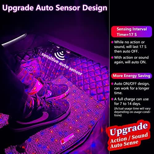 LECART 4 kom unutrašnja svjetla za automobile bežična USB Led atmosfera kompleti za ambijentalno osvjetljenje magnetno neonsko Akcentno svjetlo auto Sense Strip lampa šareni dizajn punjivog daljinskog upravljanja