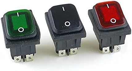 VEVEL KCD4 Crni crveni zeleni rocker vodootporni prekidač za napajanje 2 Položaj na 4 pinove sa svjetlom