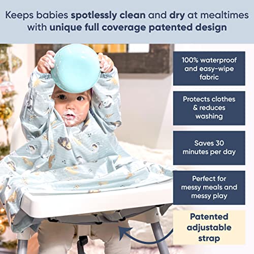 Bibado - Coverall BABY HRANIDING, odvikavajući bib, dugi rukav, jednostavan za čišćenje beba za jelo, podesiva visoka stolica uhvati sve rukavice, mališani bib