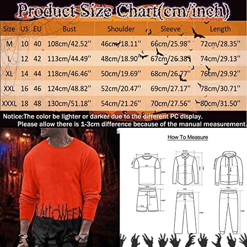 Noć vještica Muški 3D digitalni vrhovi muškarci Halloween bundeve tiskane majice bluza dugih rukava muške novitet