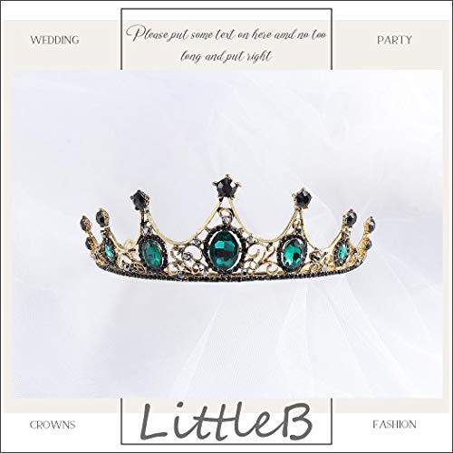 LittleB barokna vjenčana kruna Svadbeni pokrivač za glavu zelena kruna Kristalna Tiara vještački dijamant