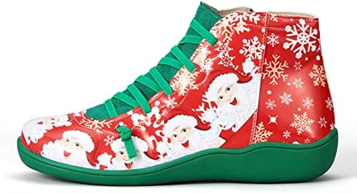 Ženske čizme za gležnjeve Božićne putne cipele u Casual cipelama Faux kožna čipkaste patentne patentne