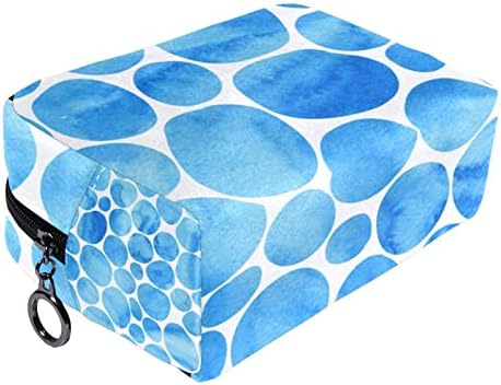 Mala šminkarska torba, patentno torbica Travel Kozmetički organizator za žene i djevojke, moderan apstraktni plavi kružni uzorak
