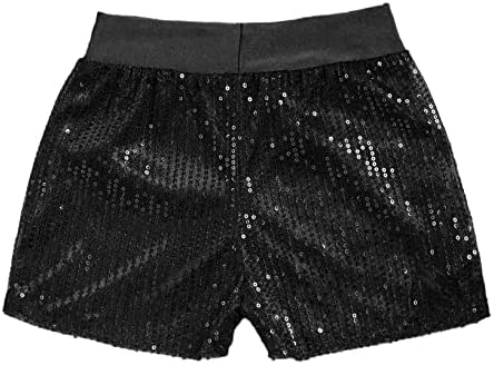 Liiyii Big Girls 'Cheer Performance Glitter Dance Kratke vruće hlače Gimnastične hlače Skra Sparkle prevrtanje