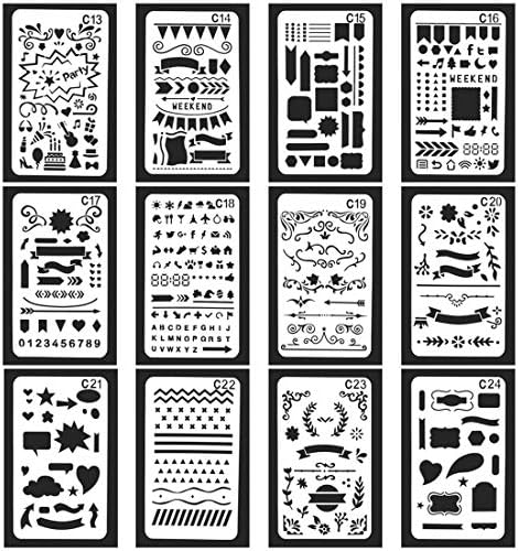 24 kom Bullet Notebook Journal Stencil Plastic Planner Set za dnevnike Suppies/dnevnik/spomenar DIY šablone za crtanje šablone 4x7 inča pribor za komplet