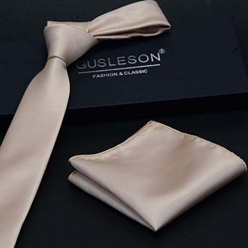 GUSLESON 2.4 Set vitkih kravata i maramica za muškarce čvrsti Set broševa za uske kravate