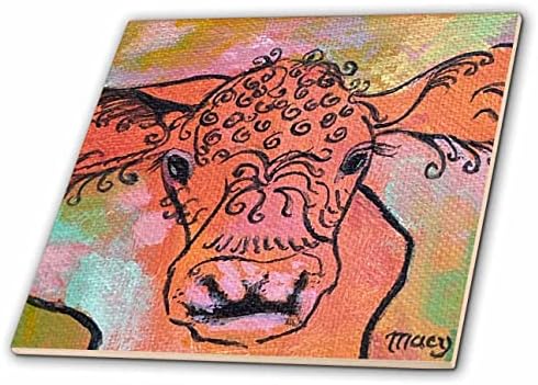 3drose slika obojenog kravljeg lica narandžasta višebojna pozadina crna obrisa-pločice
