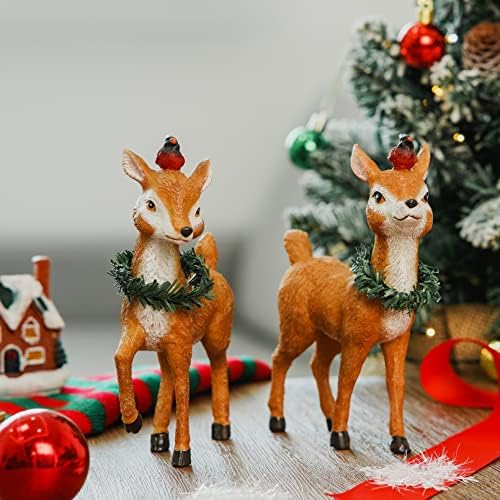 TopAdorn 2 Pack Božićni jelen Statue Xmas Reindeer Decre Decor Elks Resin jelena figurica za ukrašavanje božićnog odmora