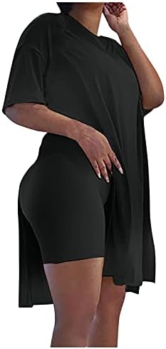 Žene plus veličine 2 komada odjeće za odjeću V izrez Split majica Tummy Control Hratke Summer Club odjeća