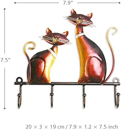 CDYD Cat Wall Hood Art Deco vješalica CAT Skulptura Kuka Zidni nosač sa 4 kuke Početna oprema