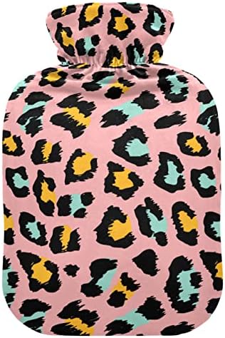 Oarencol Leopard roze flaša za toplu vodu šarena životinjska koža Print vreća za toplu vodu sa poklopcem za